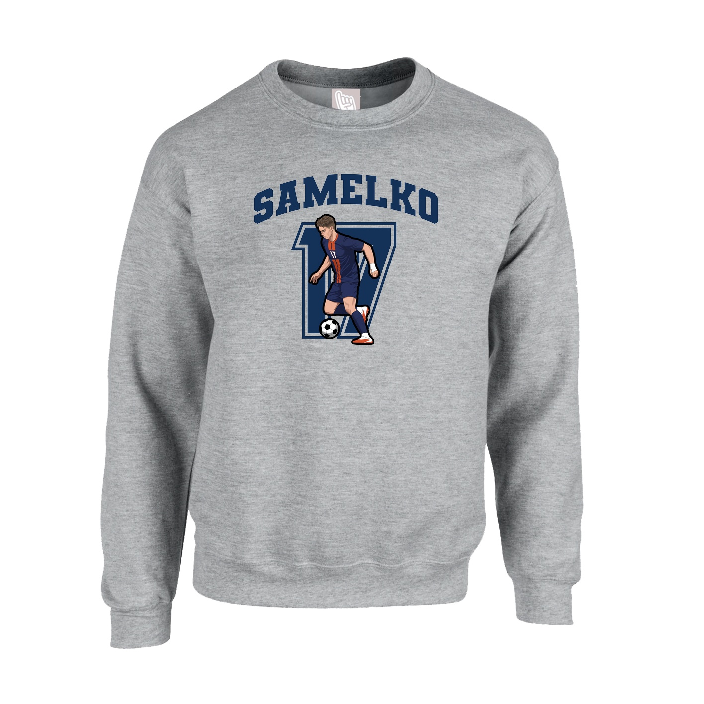 Fleece Crew — Number in Grey