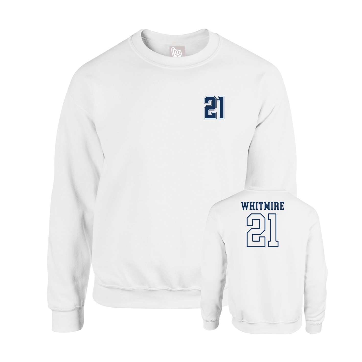 Fleece Crew — Chest Back in White