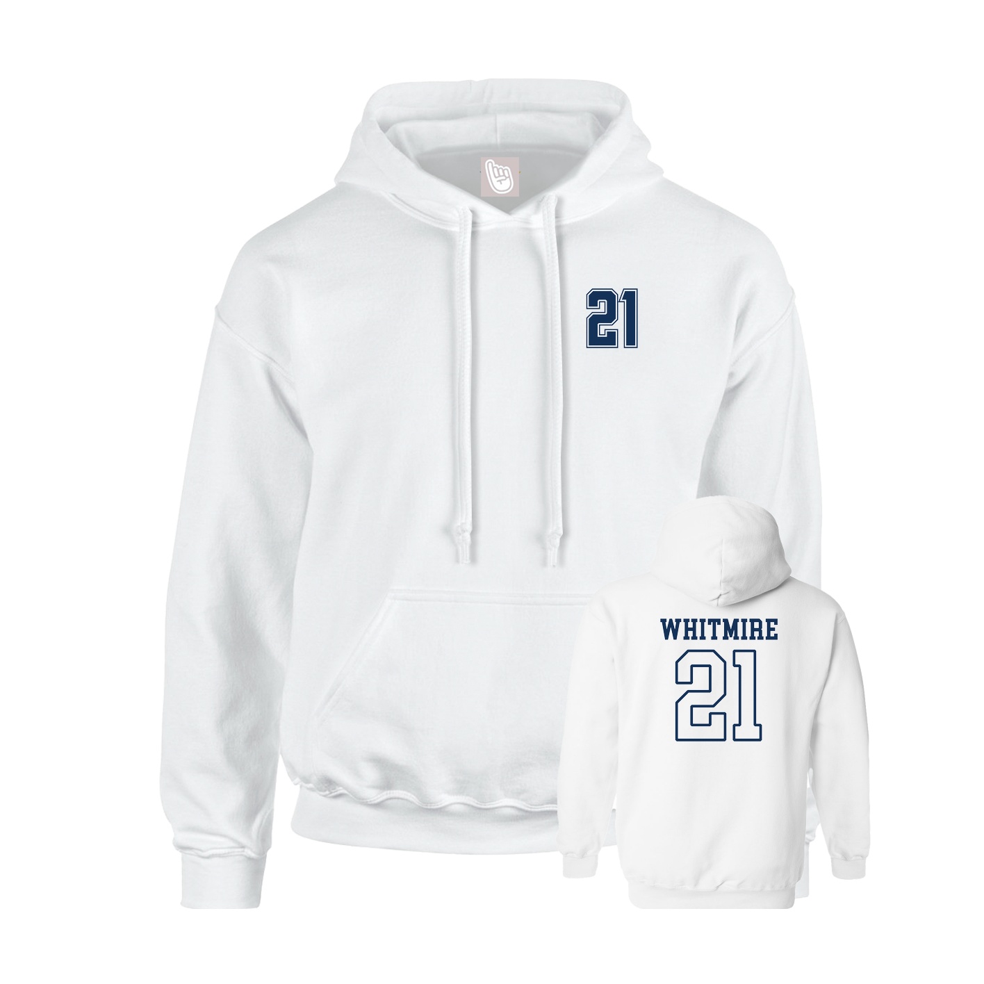 Youth Hoodie — Chest Back in White