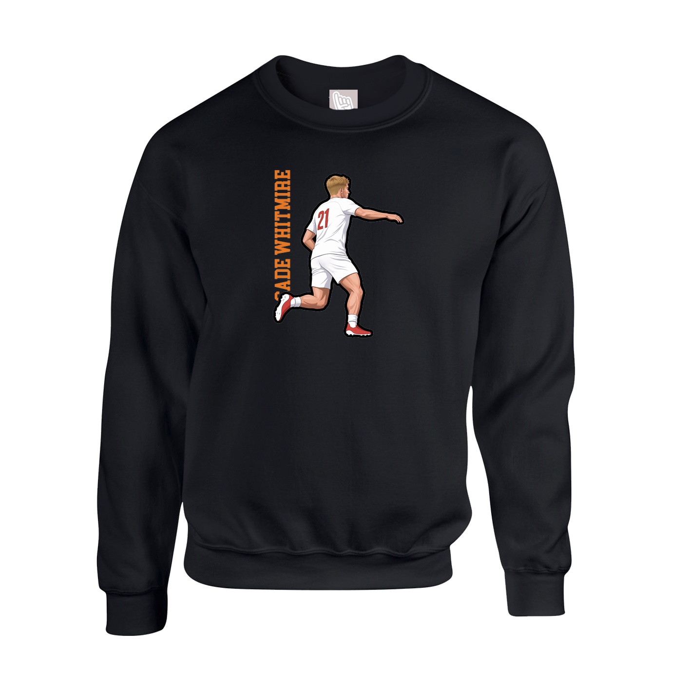 Fleece Crew — Name Vertical in Black