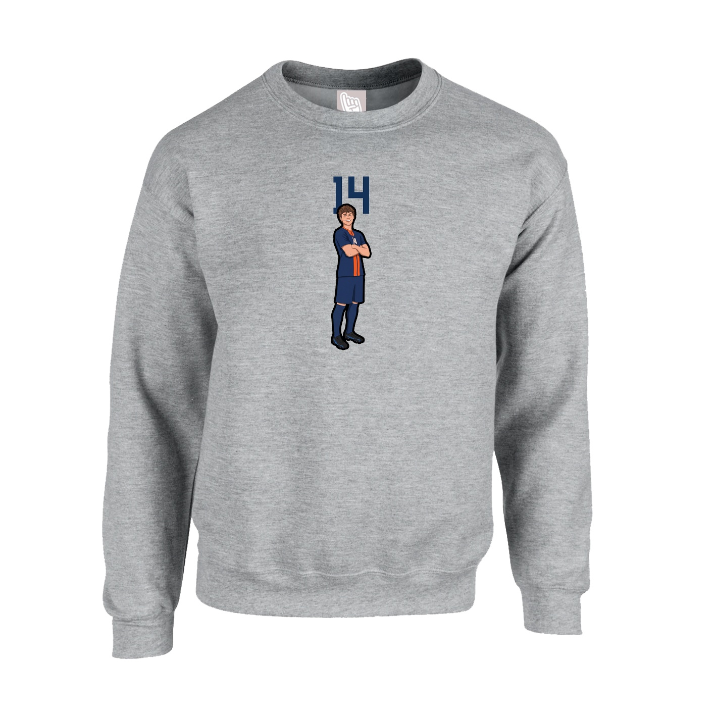 Fleece Crew — Number Top in Grey