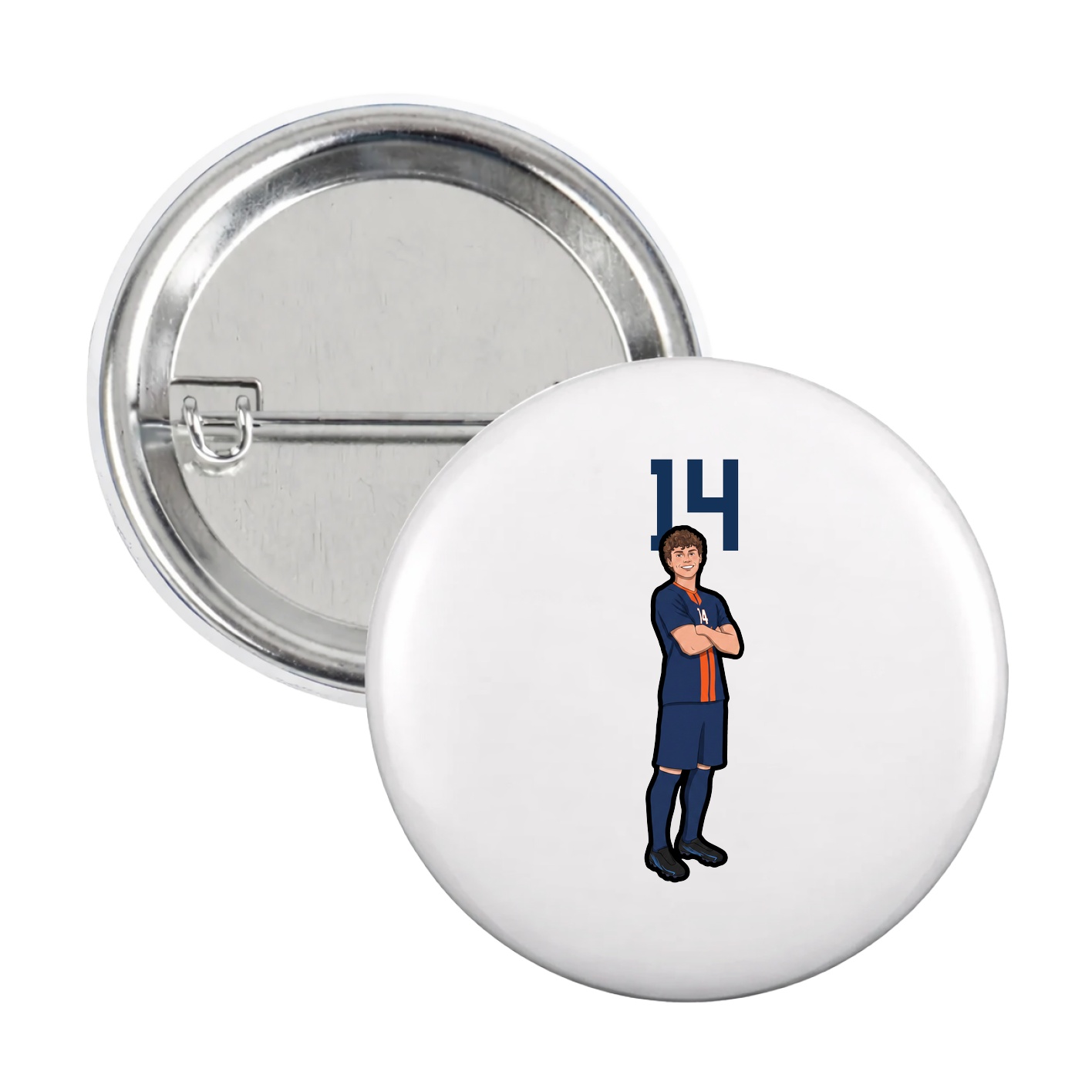 Game Day Button — Number Top in White