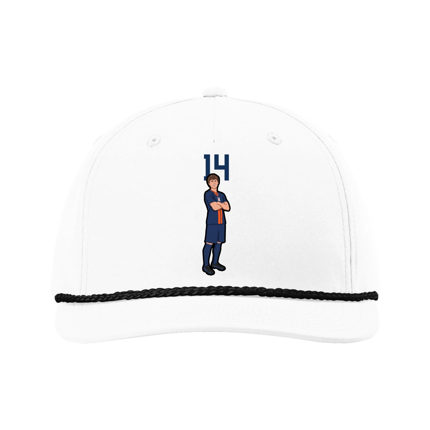 Five-Panel Classic Rope Cap — Number Top in White