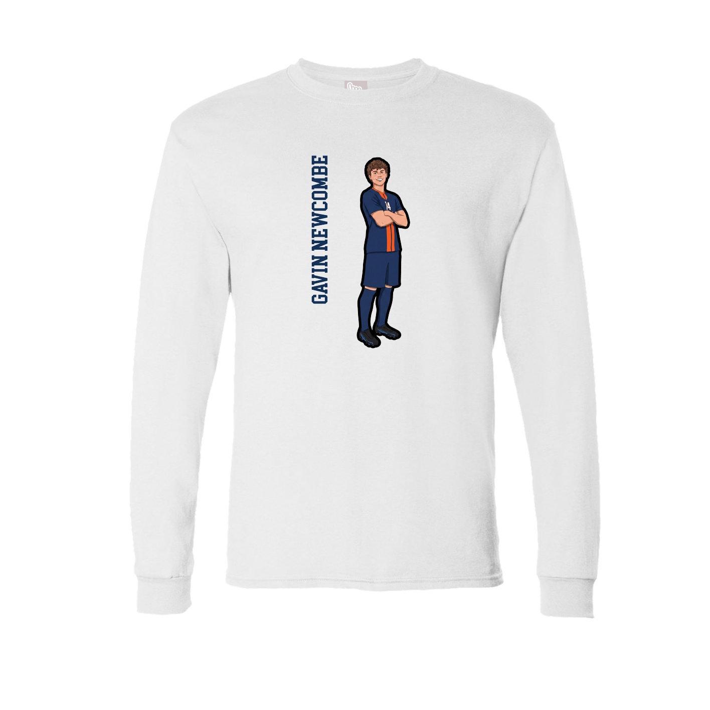 Long Sleeve Tee — Name Vertical in White