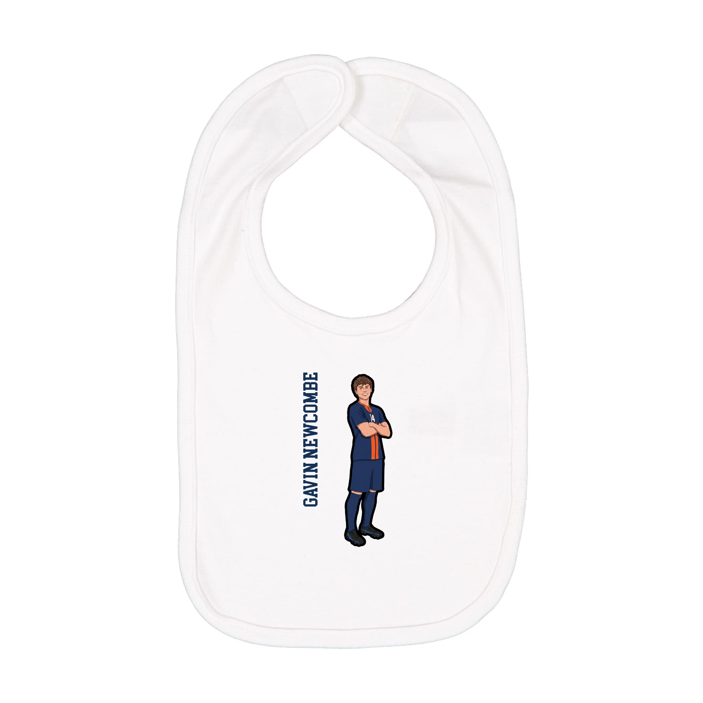 Infant Bib — Name Vertical in White