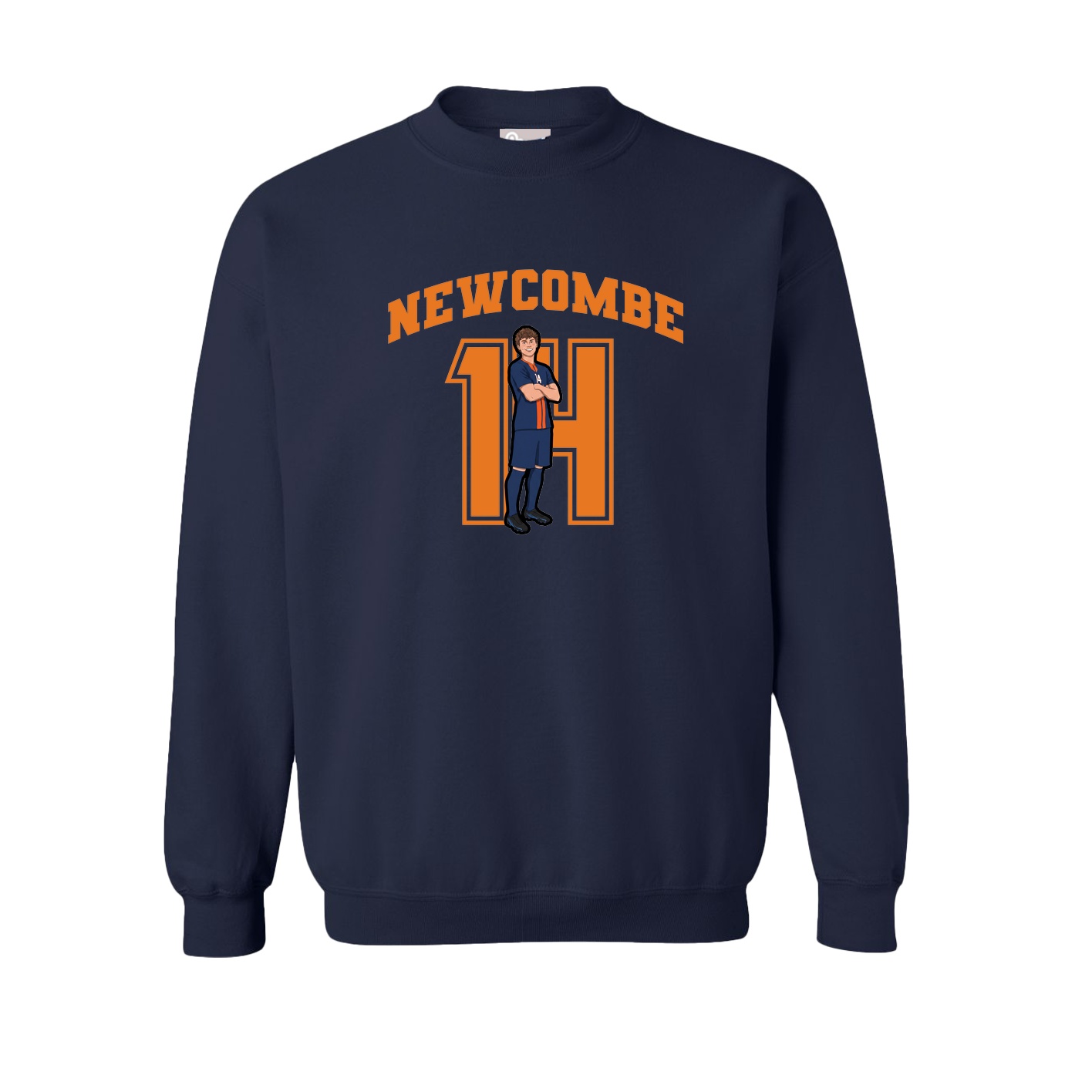 Fleece Crew — Number in Navy