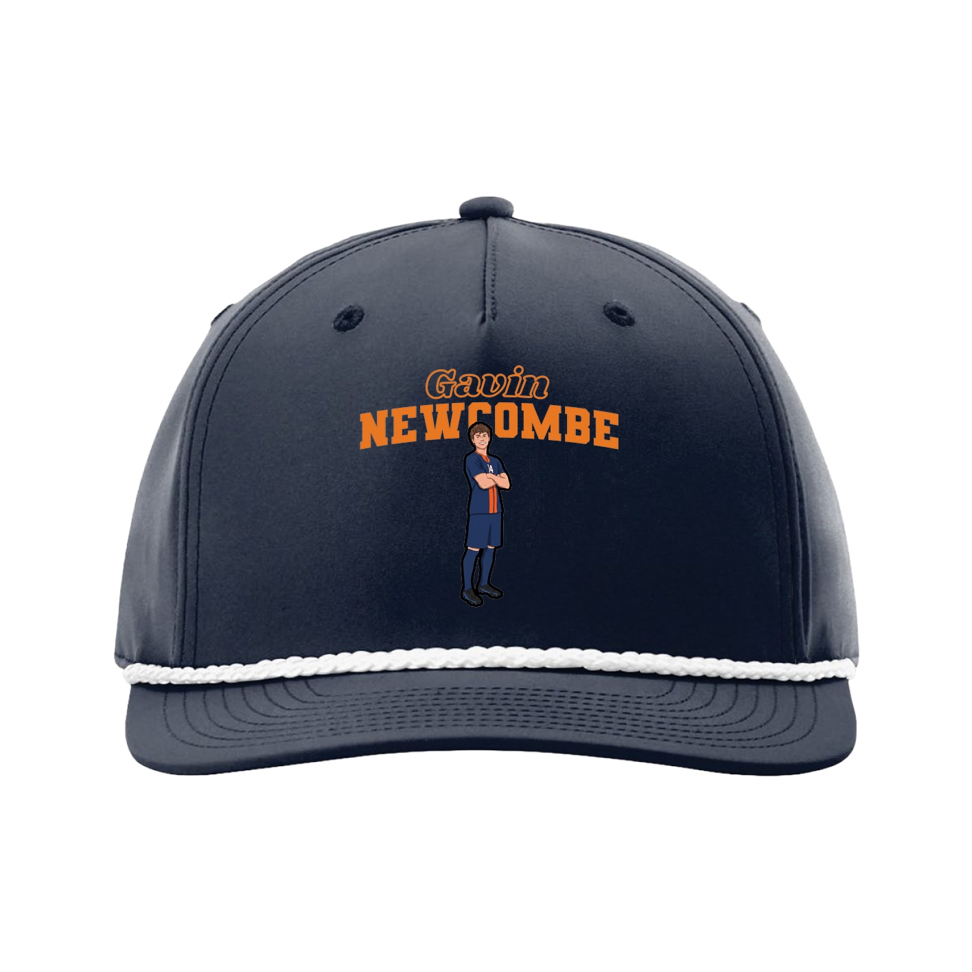 Five-Panel Classic Rope Cap — Name Arch in Navy
