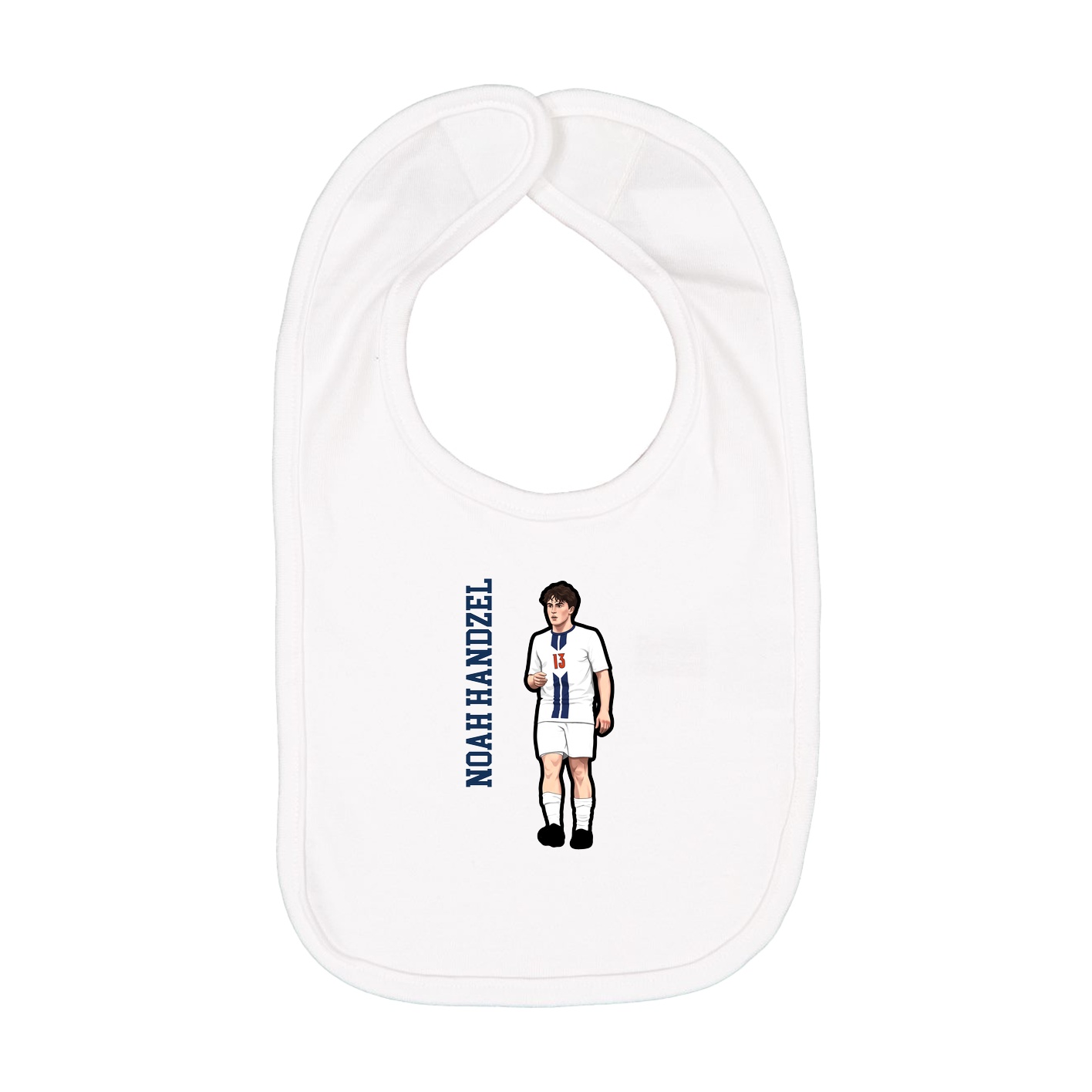 Infant Bib — Name Vertical in White