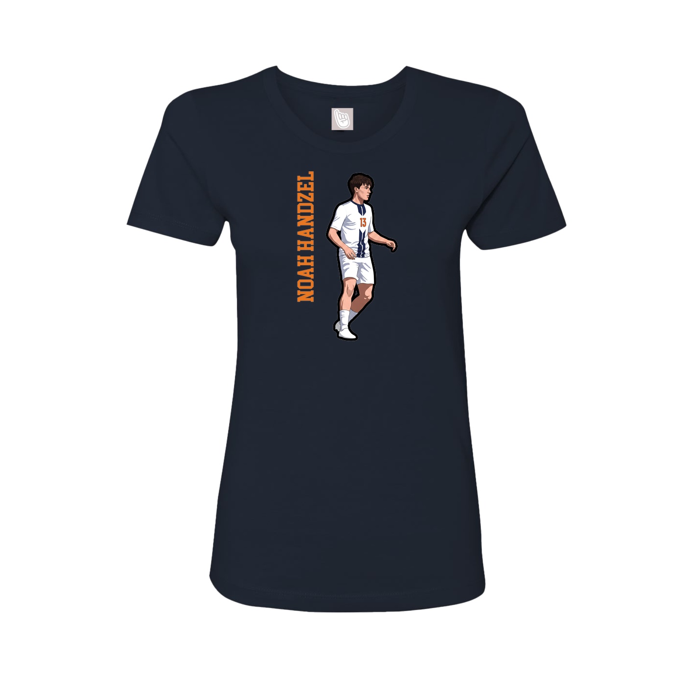 Fitted Women's Tee — Name Vertical in Navy