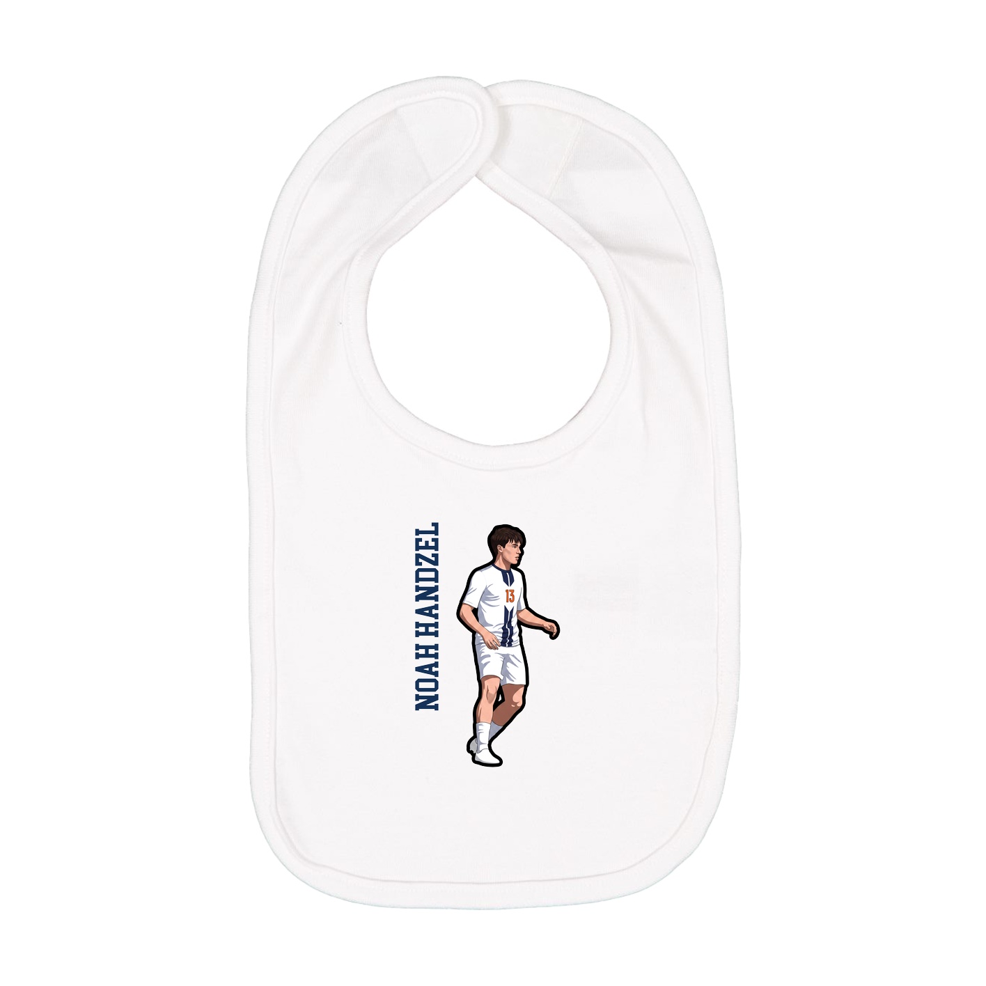 Infant Bib — Name Vertical in White