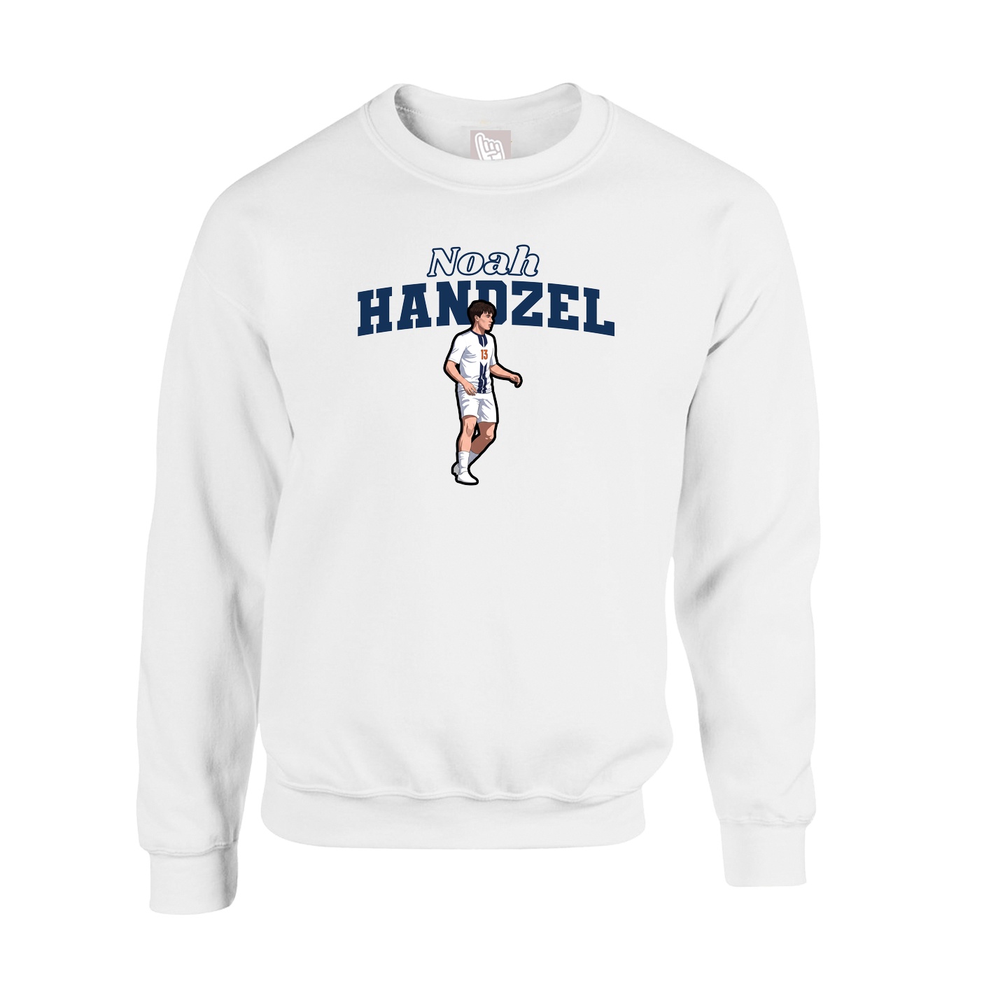 Fleece Crew — Name Arch in White