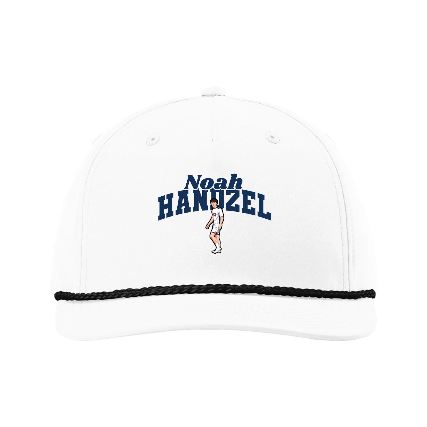 Five-Panel Classic Rope Cap — Signature Arch in White