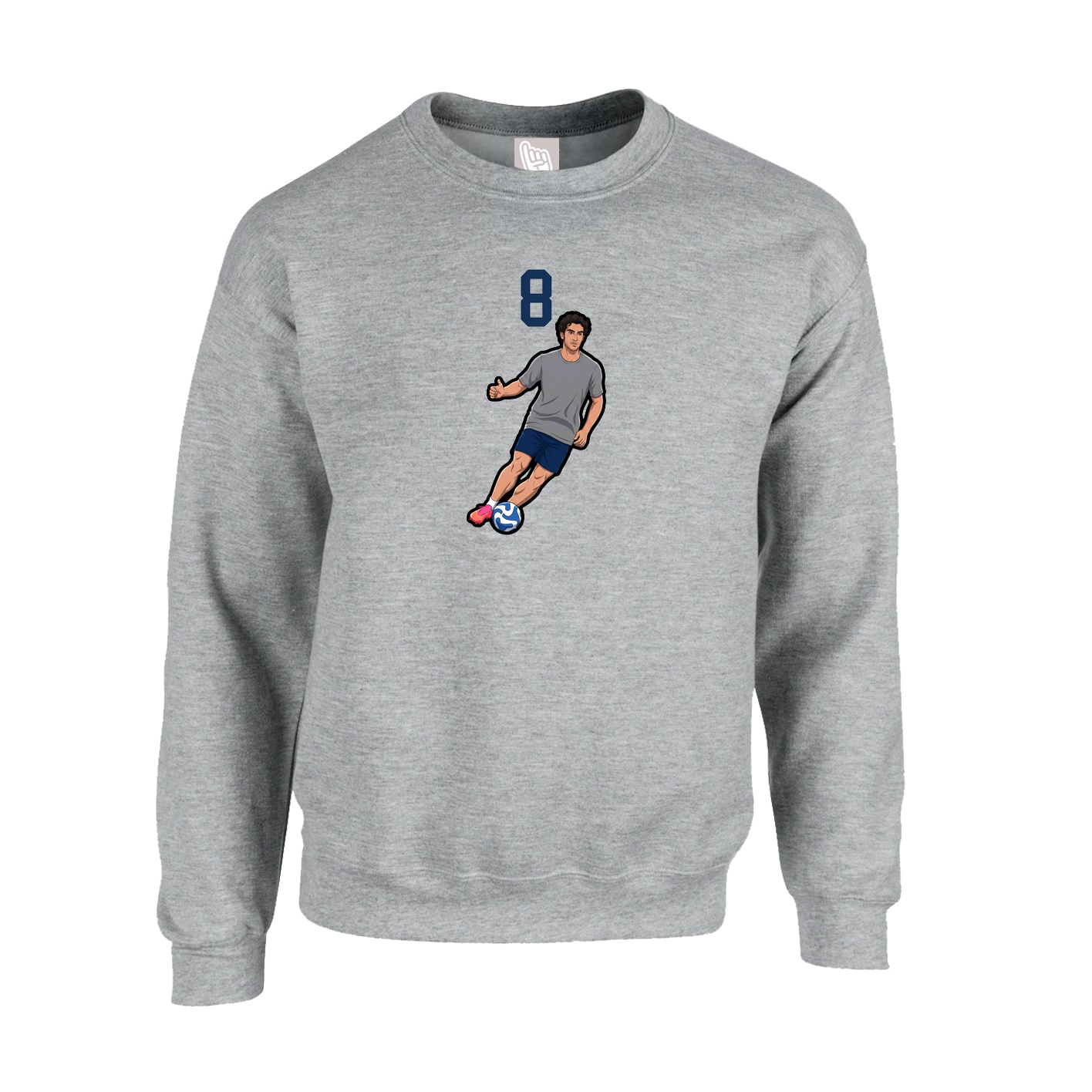 Fleece Crew — Number Top in Grey