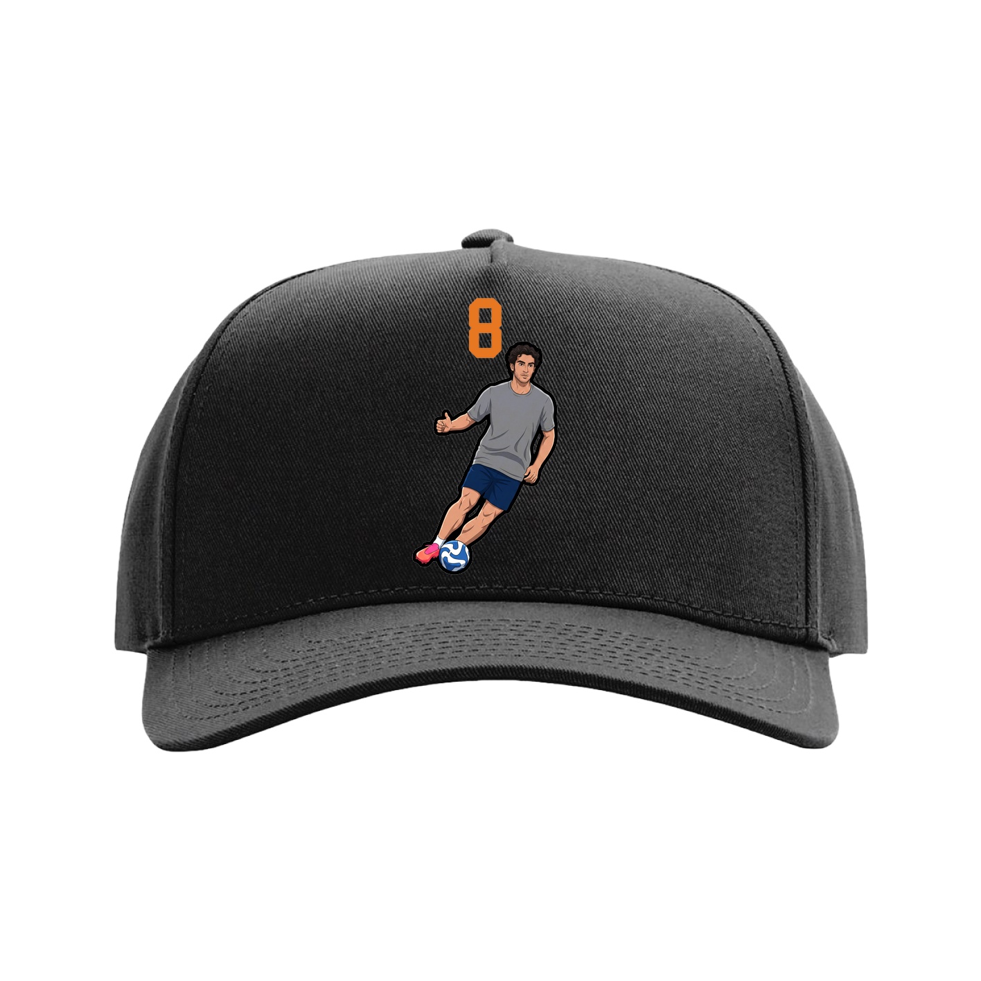 Full Fabric Five-Panel Champ Cap — Number Top in Black