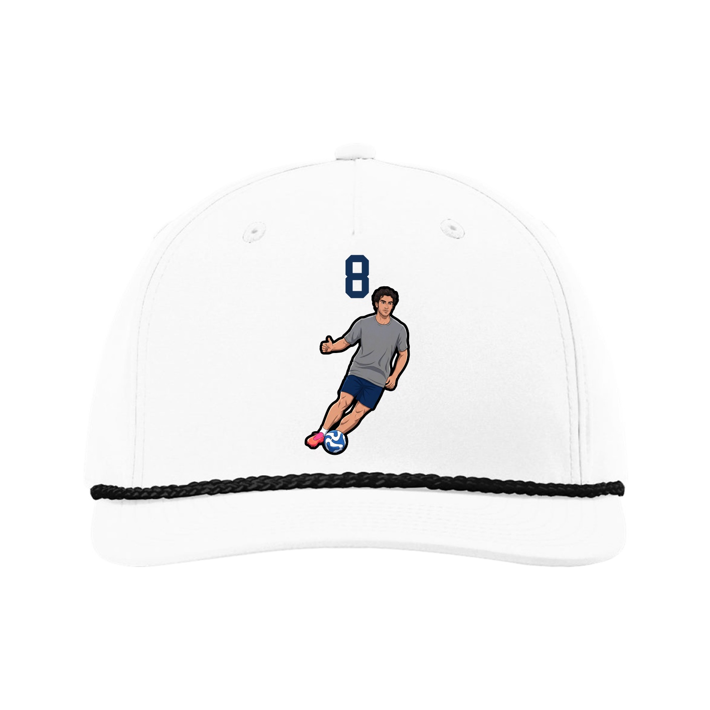 Five-Panel Classic Rope Cap — Number Top in White