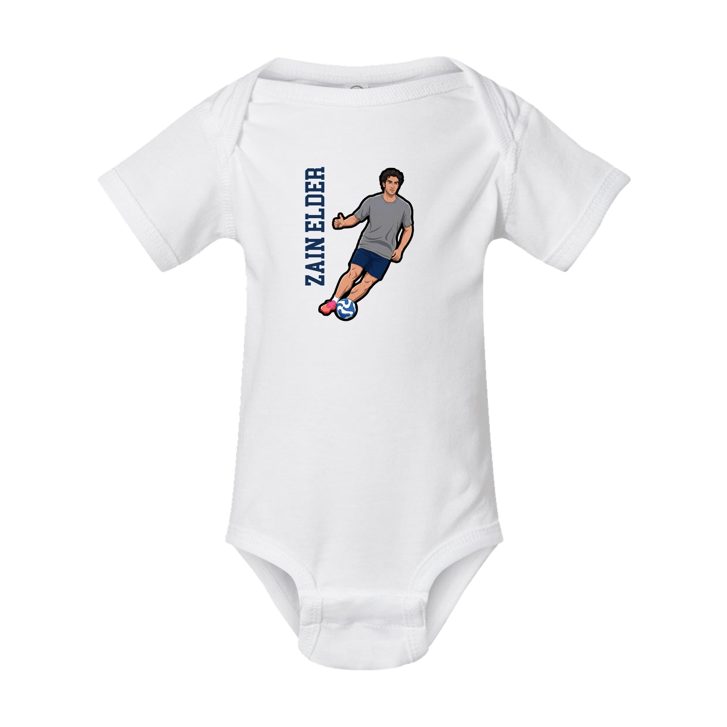 Baby Onesie — Name Vertical in White