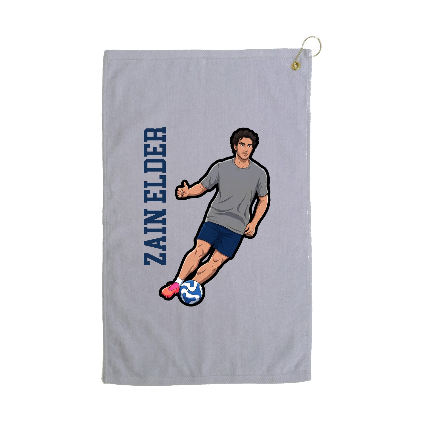 Golf Towel — Name Vertical in Grey
