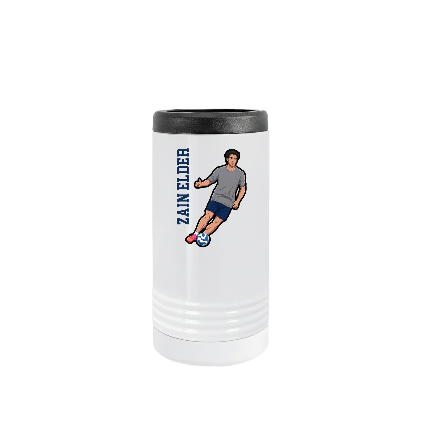 Slim Beverage Holder — Name Vertical in White