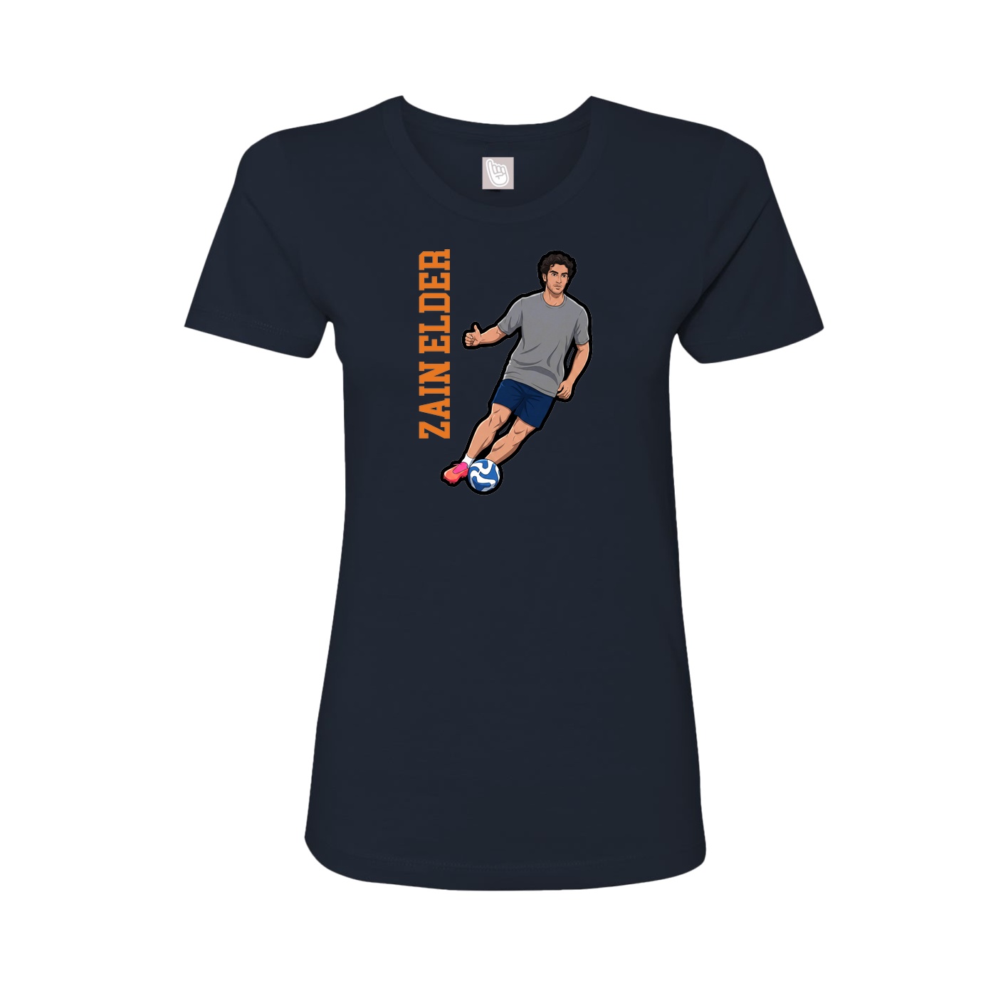 Fitted Women's Tee — Name Vertical in Navy
