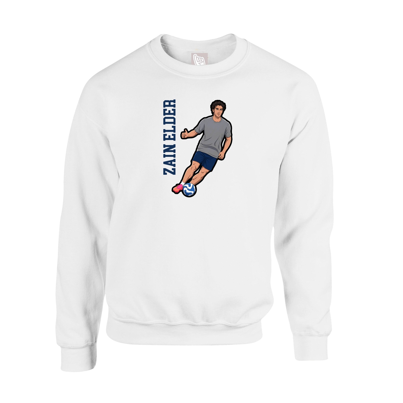 Fleece Crew — Name Vertical in White