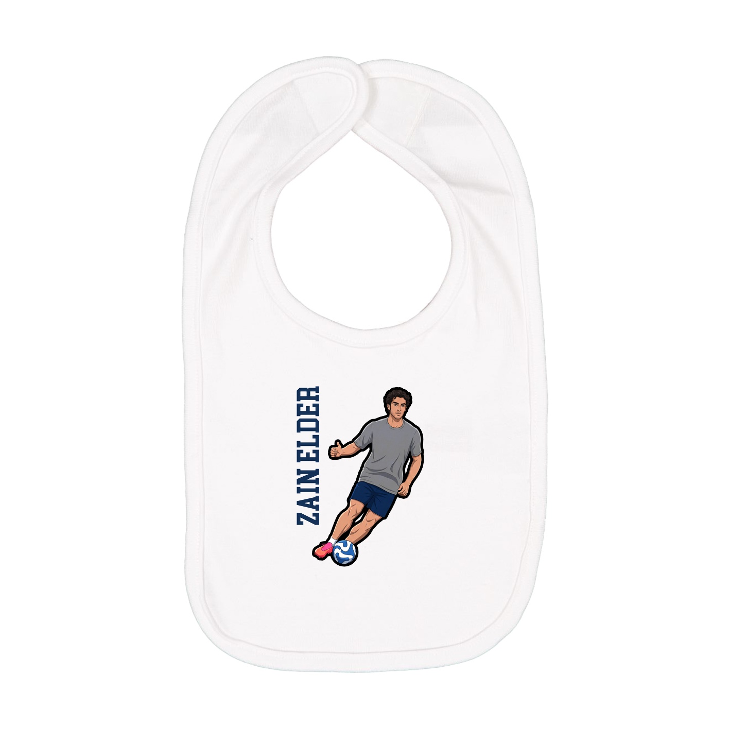 Infant Bib — Name Vertical in White