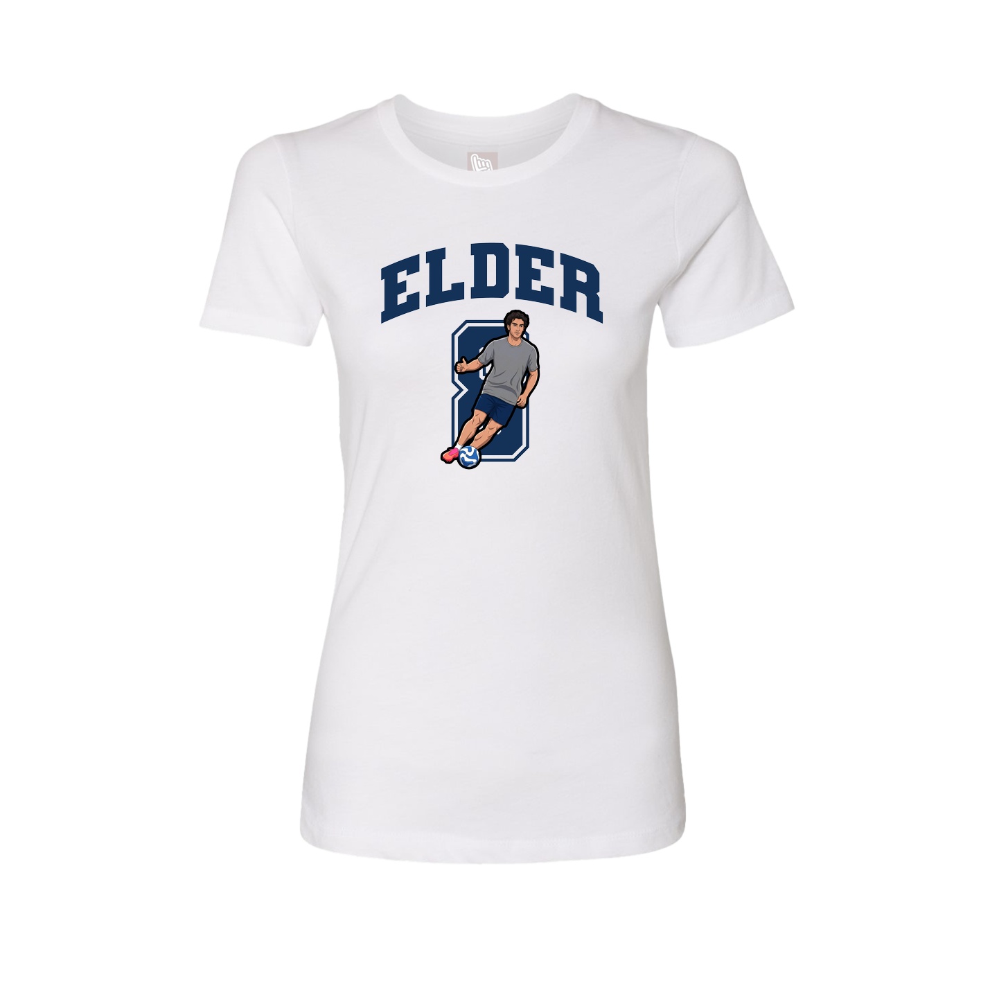 Fitted Women's Tee — Number in White