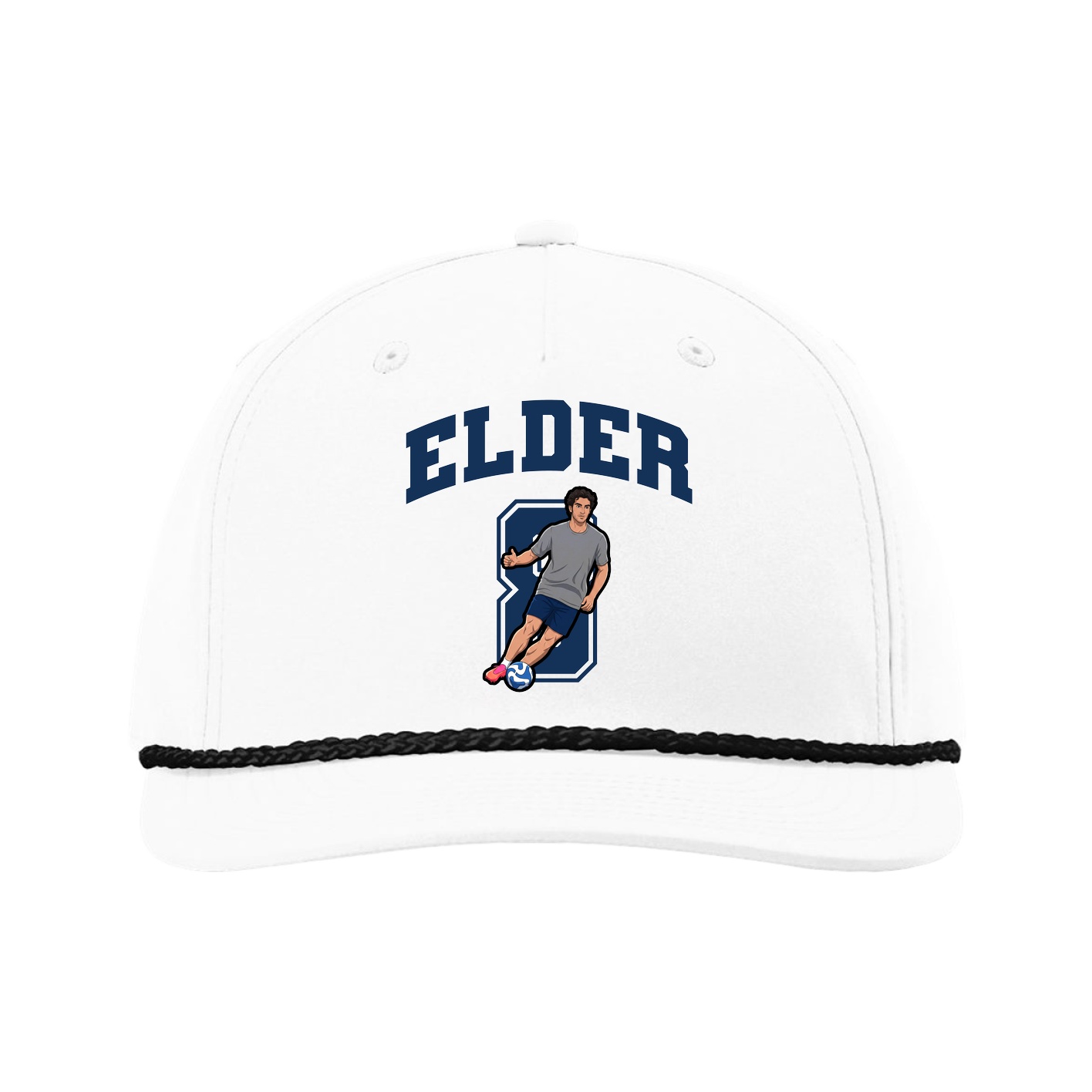 Five-Panel Classic Rope Cap — Number in White