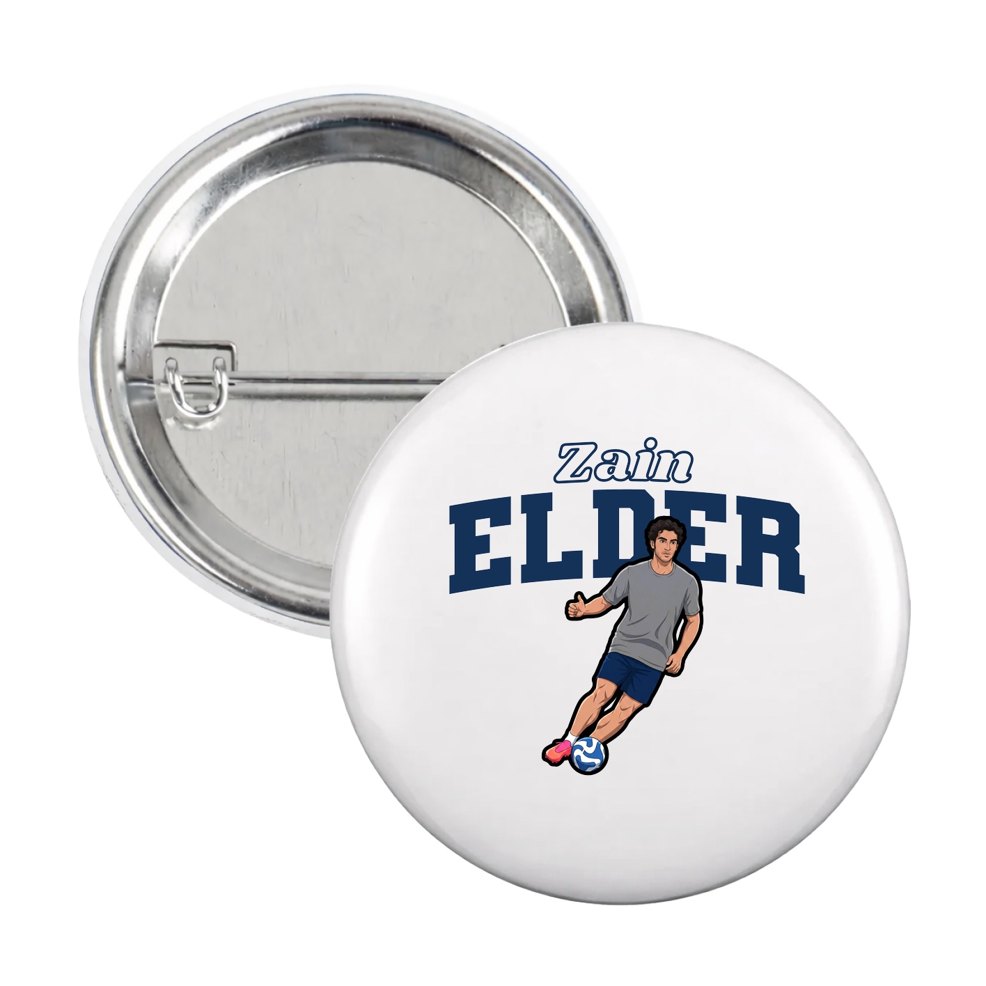 Game Day Button — Name Arch in White