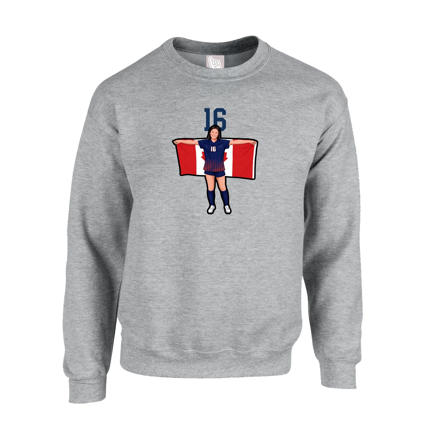 Fleece Crew — Number Top in Grey