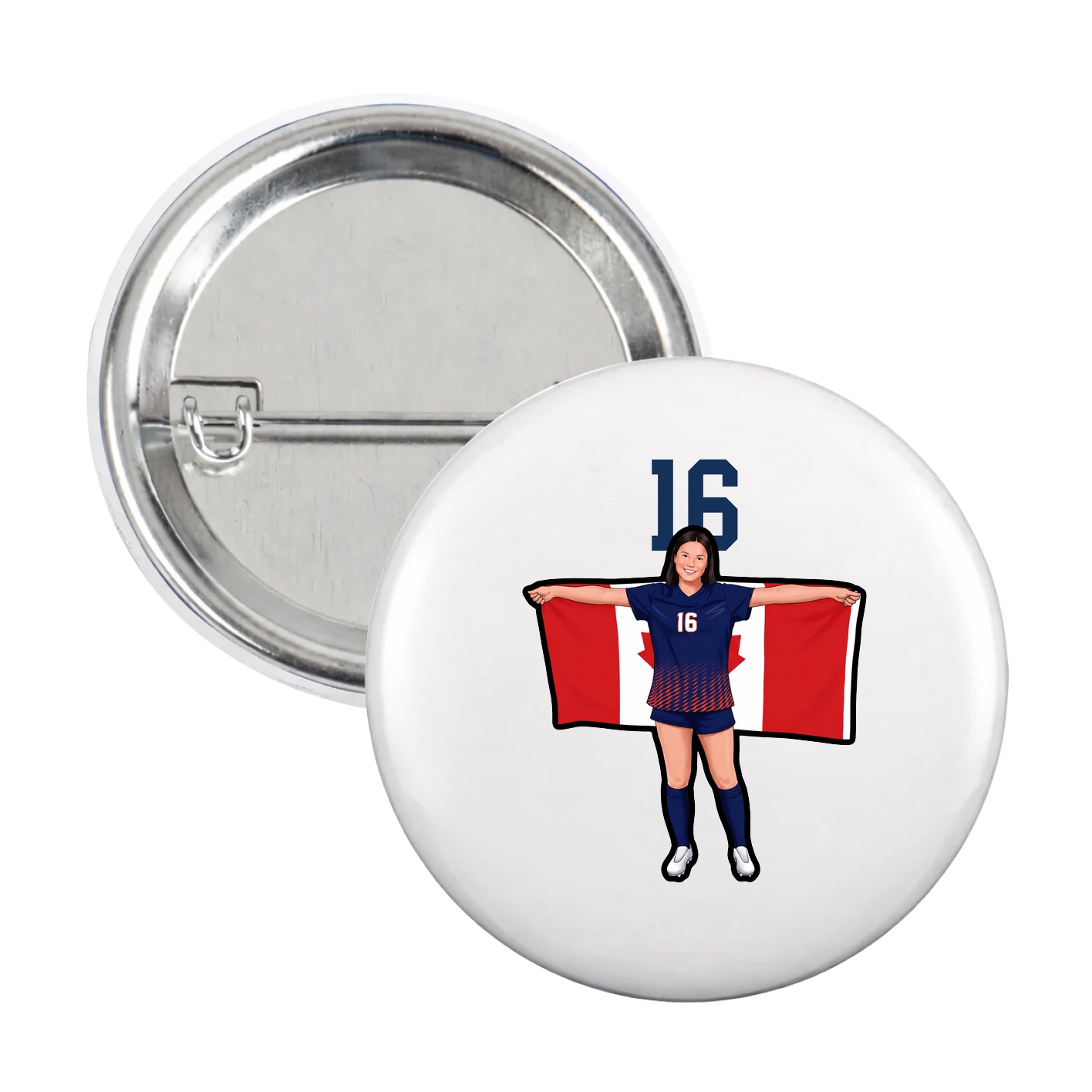 Game Day Button — Number Top in White