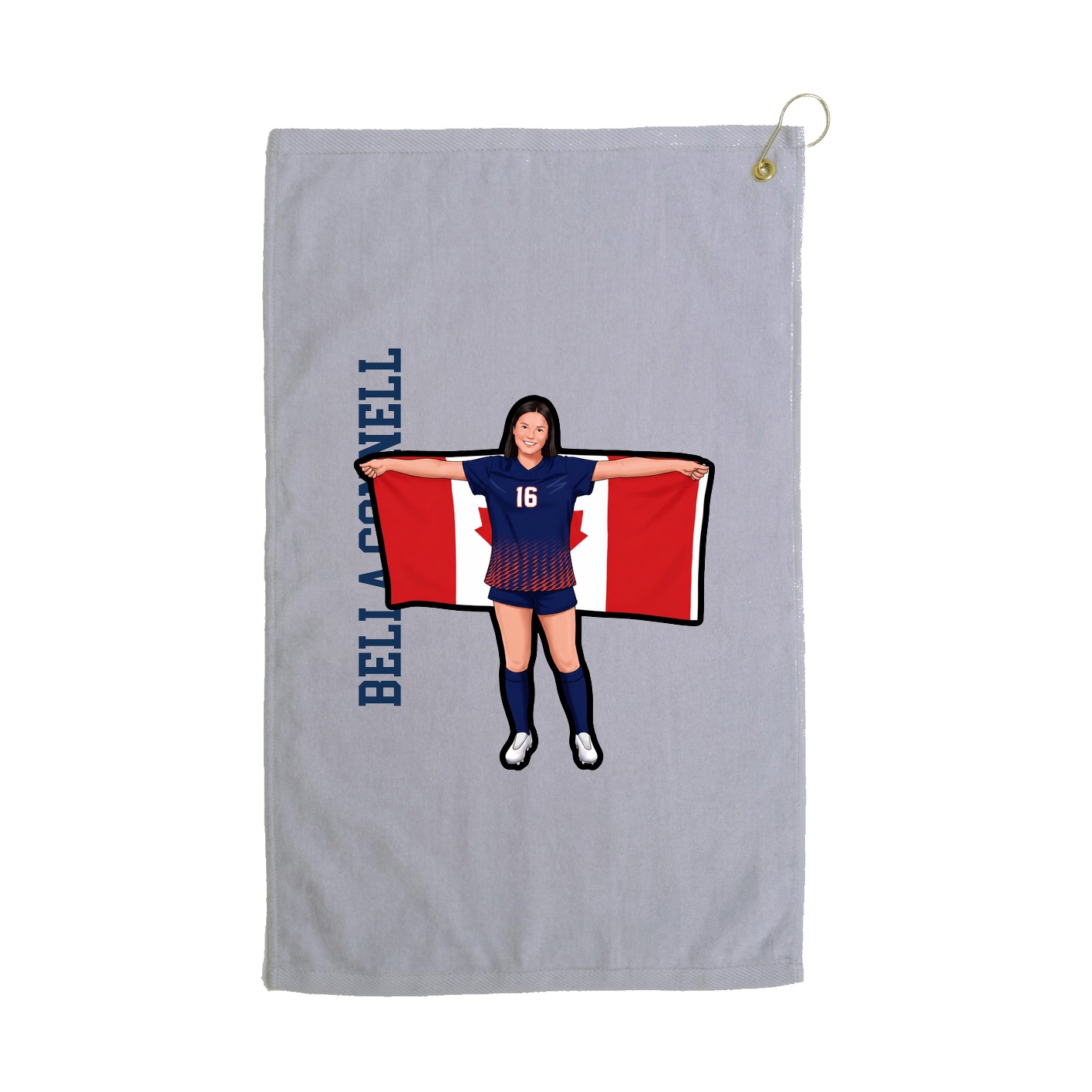 Golf Towel — Name Vertical in Grey