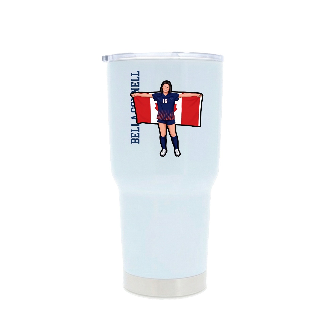 30oz Stainless Steel Tumbler — Name Vertical in White