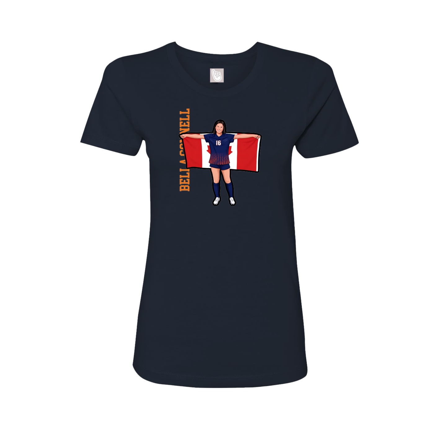 Fitted Women's Tee — Name Vertical in Navy
