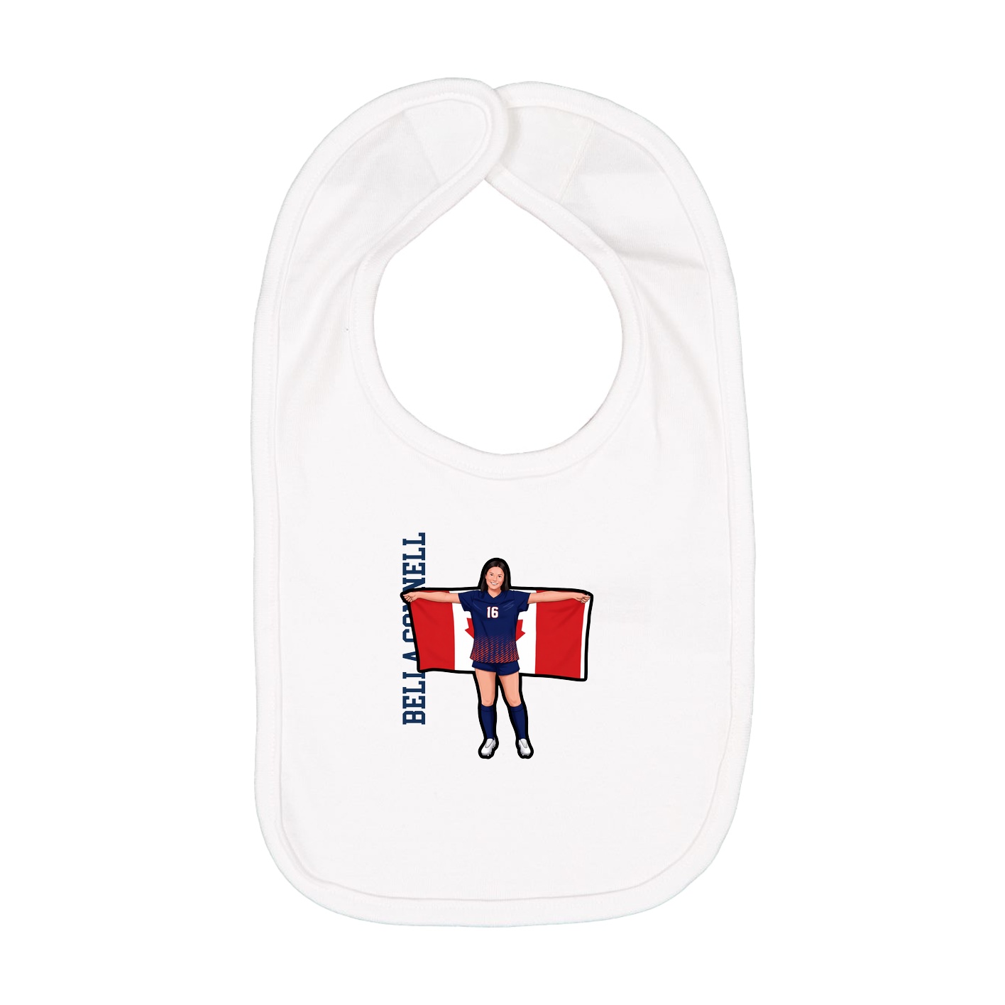 Infant Bib — Name Vertical in White