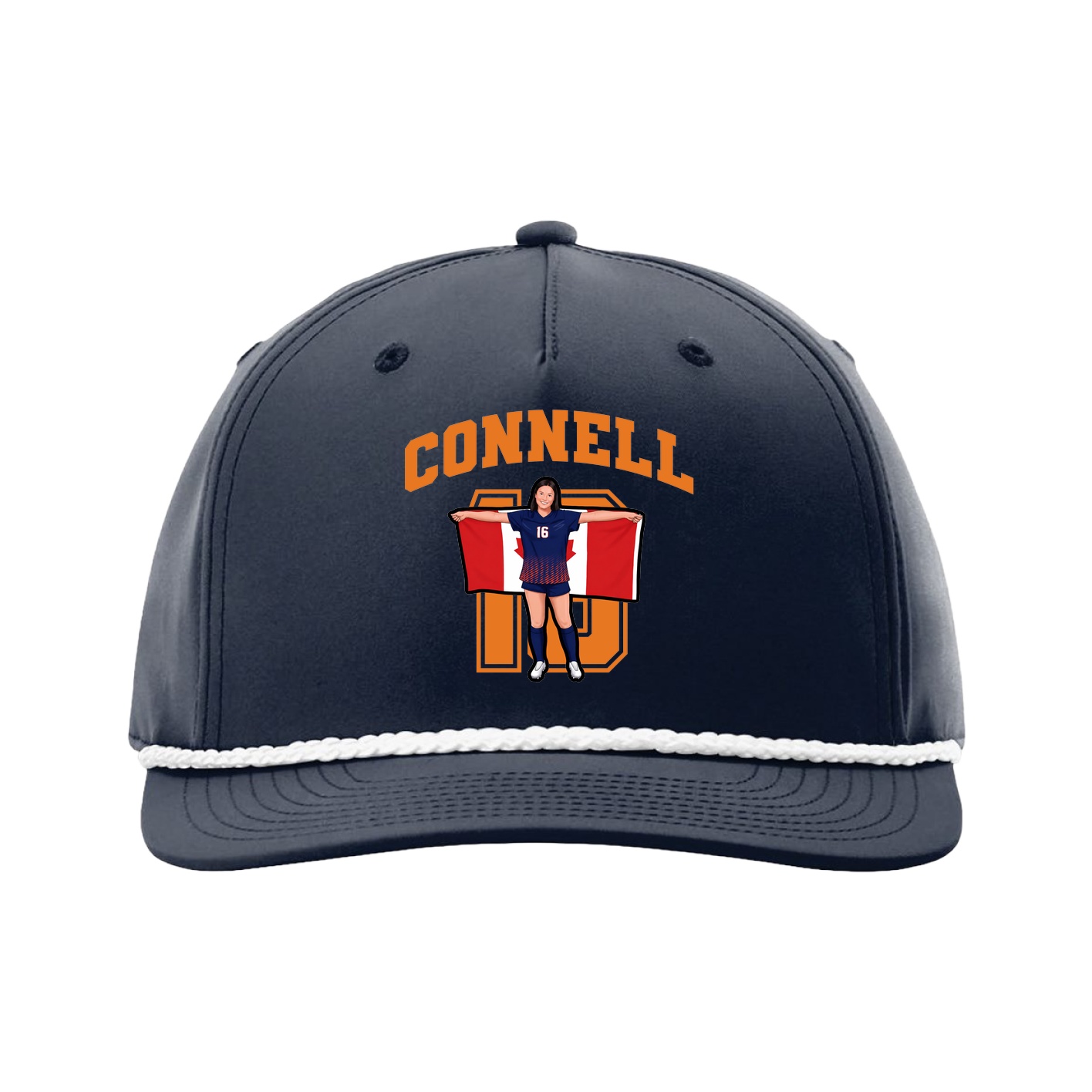 Five-Panel Classic Rope Cap — Number in Navy
