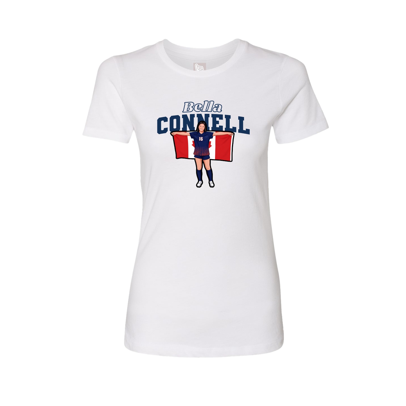 Fitted Women's Tee — Name Arch in White