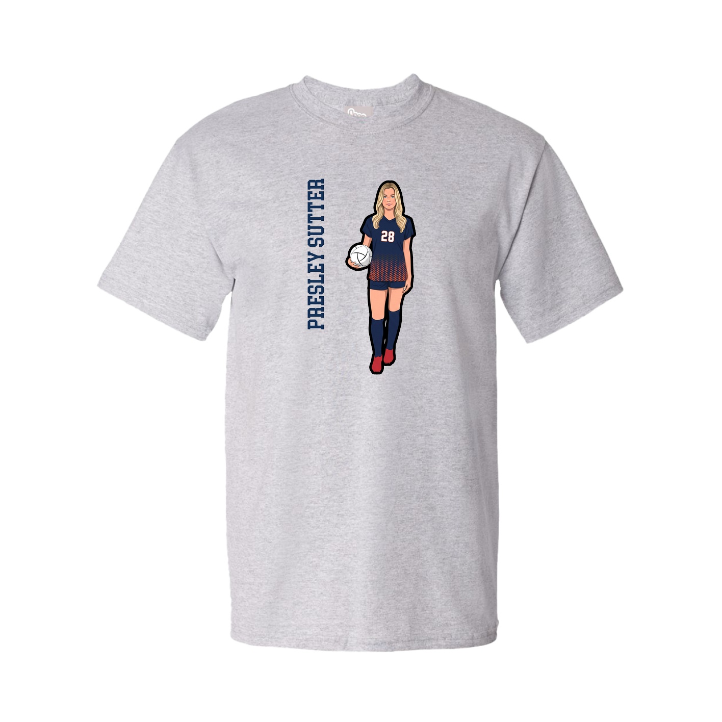 Youth Tee — Name Vertical in Grey