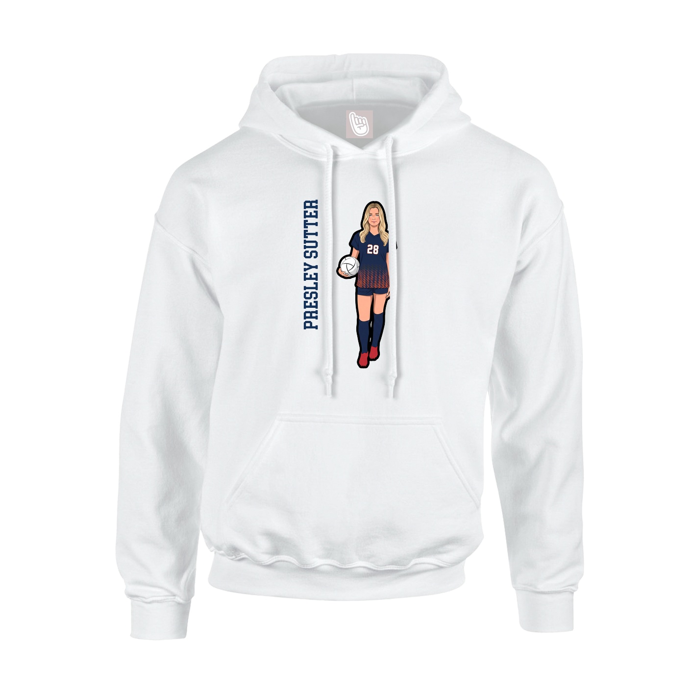 Hoodie — Name Vertical in White