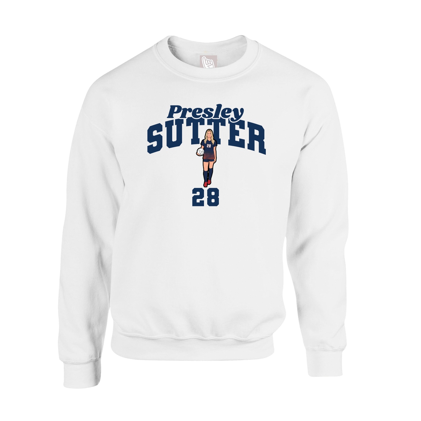 Fleece Crew — Signature Arch in White
