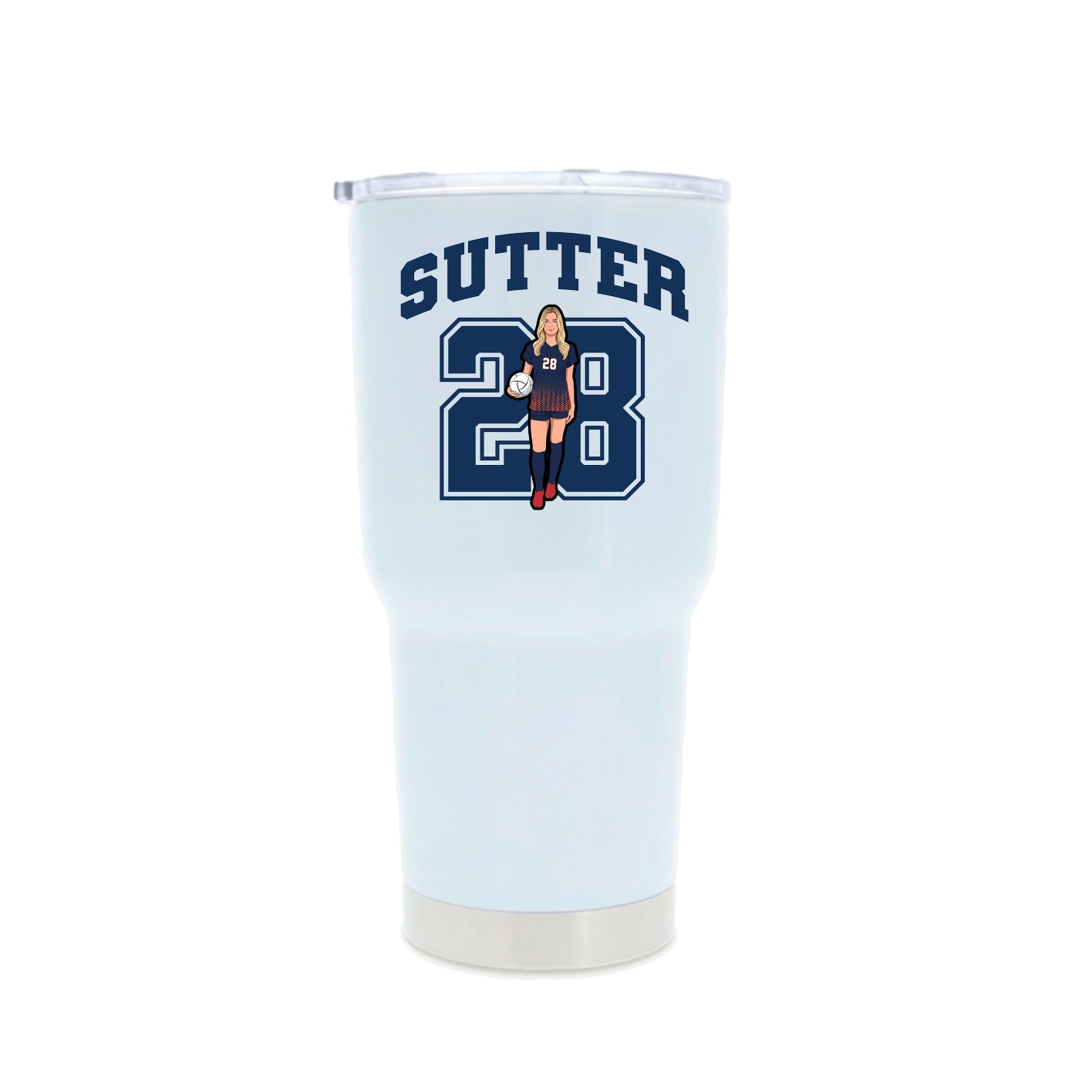 30oz Stainless Steel Tumbler — Number in White