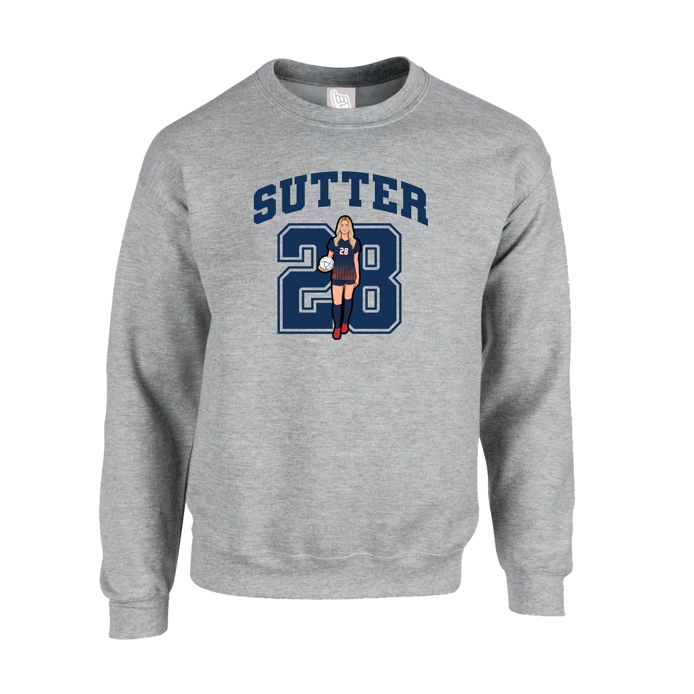 Fleece Crew — Number in Grey