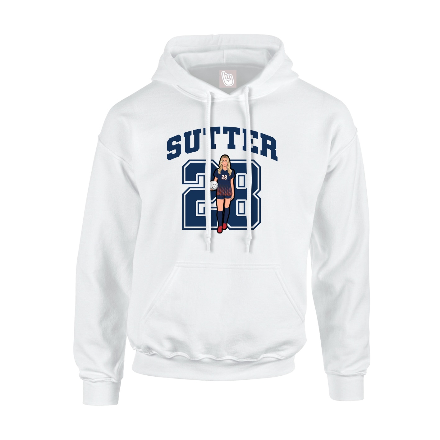 Youth Hoodie — Number in White