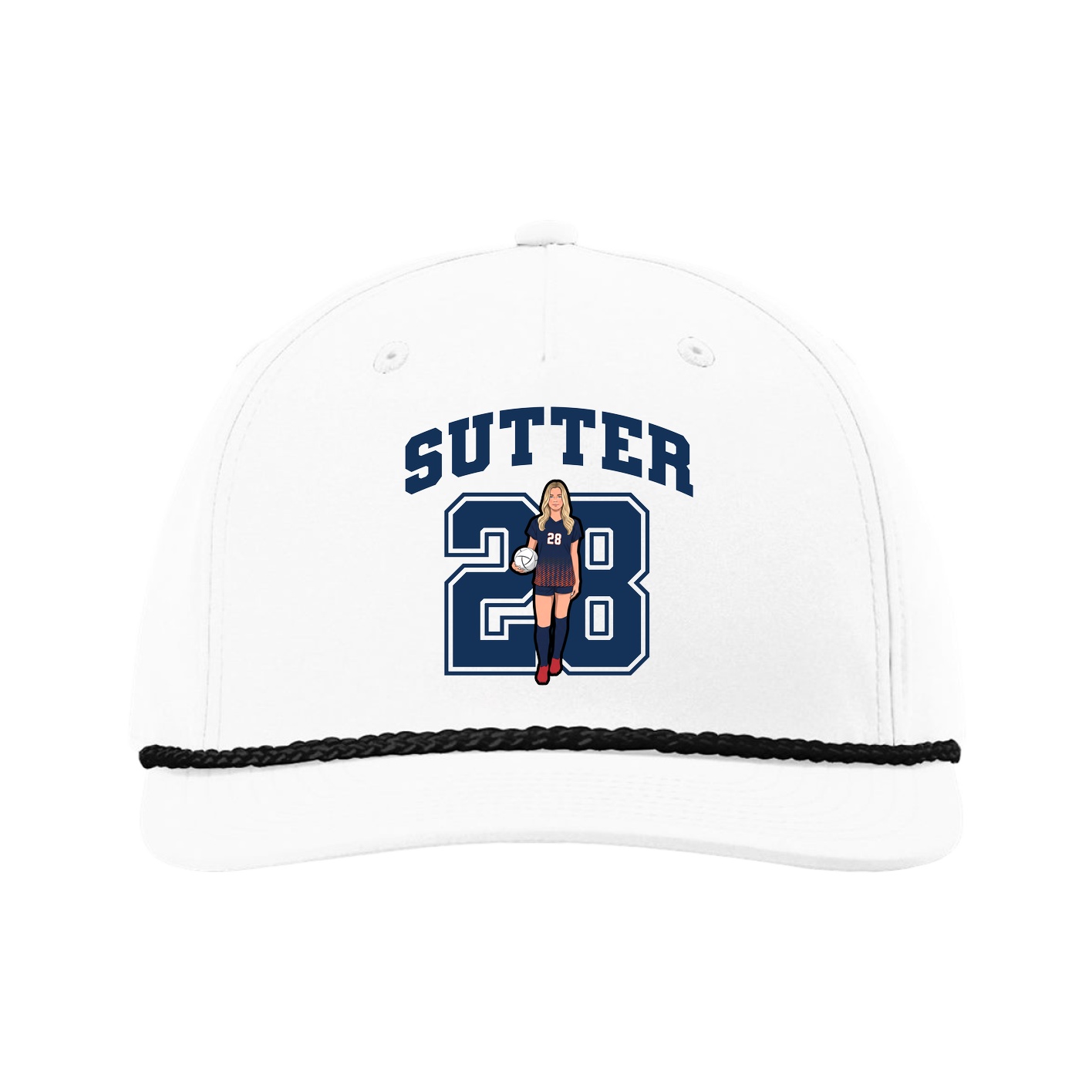 Five-Panel Classic Rope Cap — Number in White