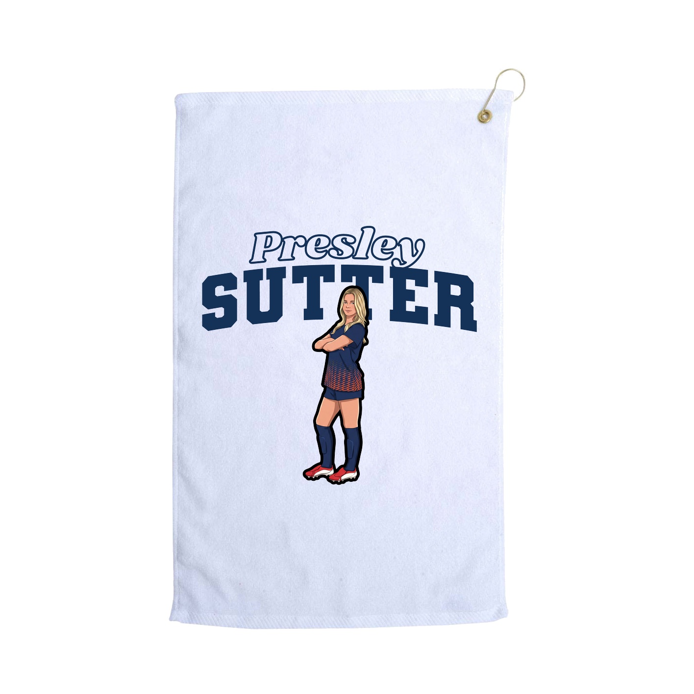 Golf Towel — Name Arch in White