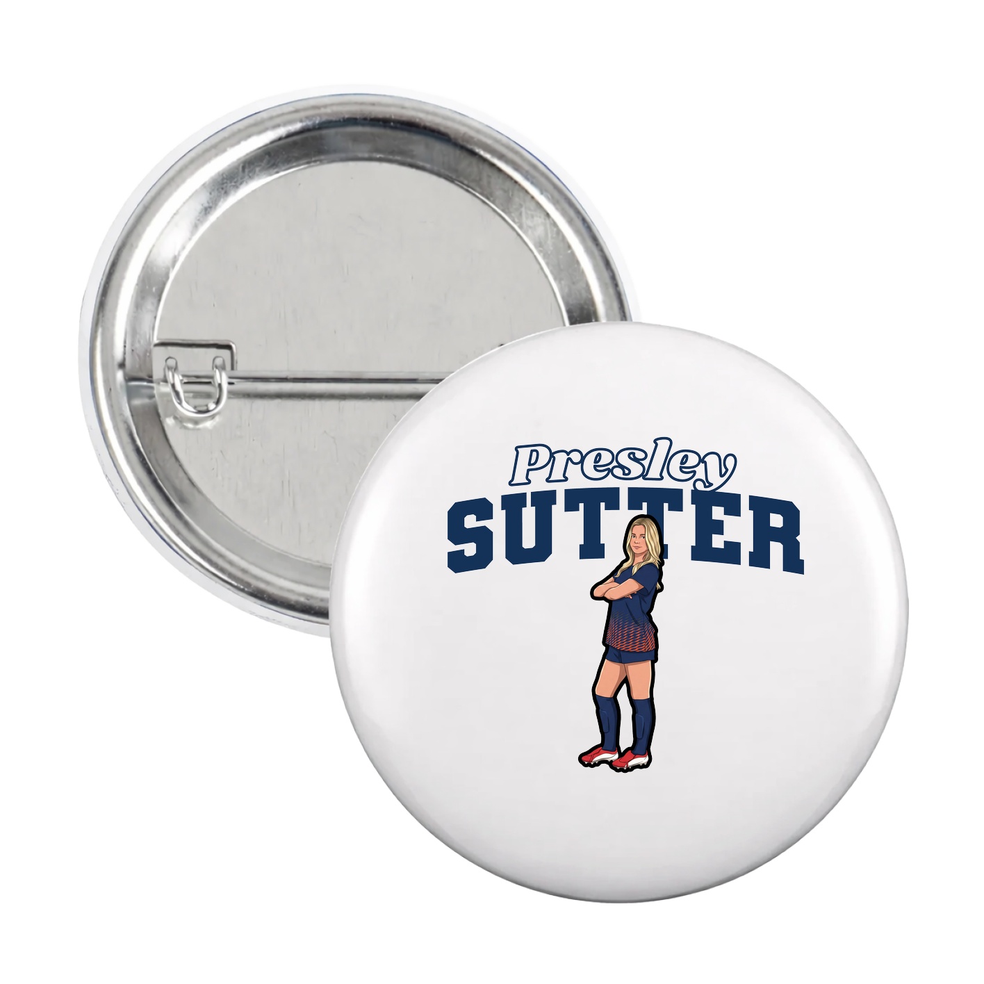 Game Day Button — Name Arch in White