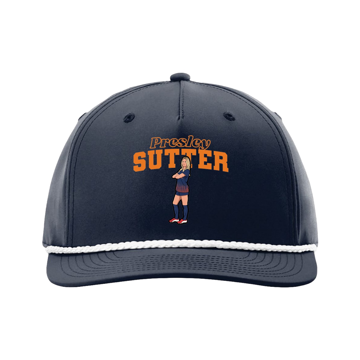 Five-Panel Classic Rope Cap — Name Arch in Navy
