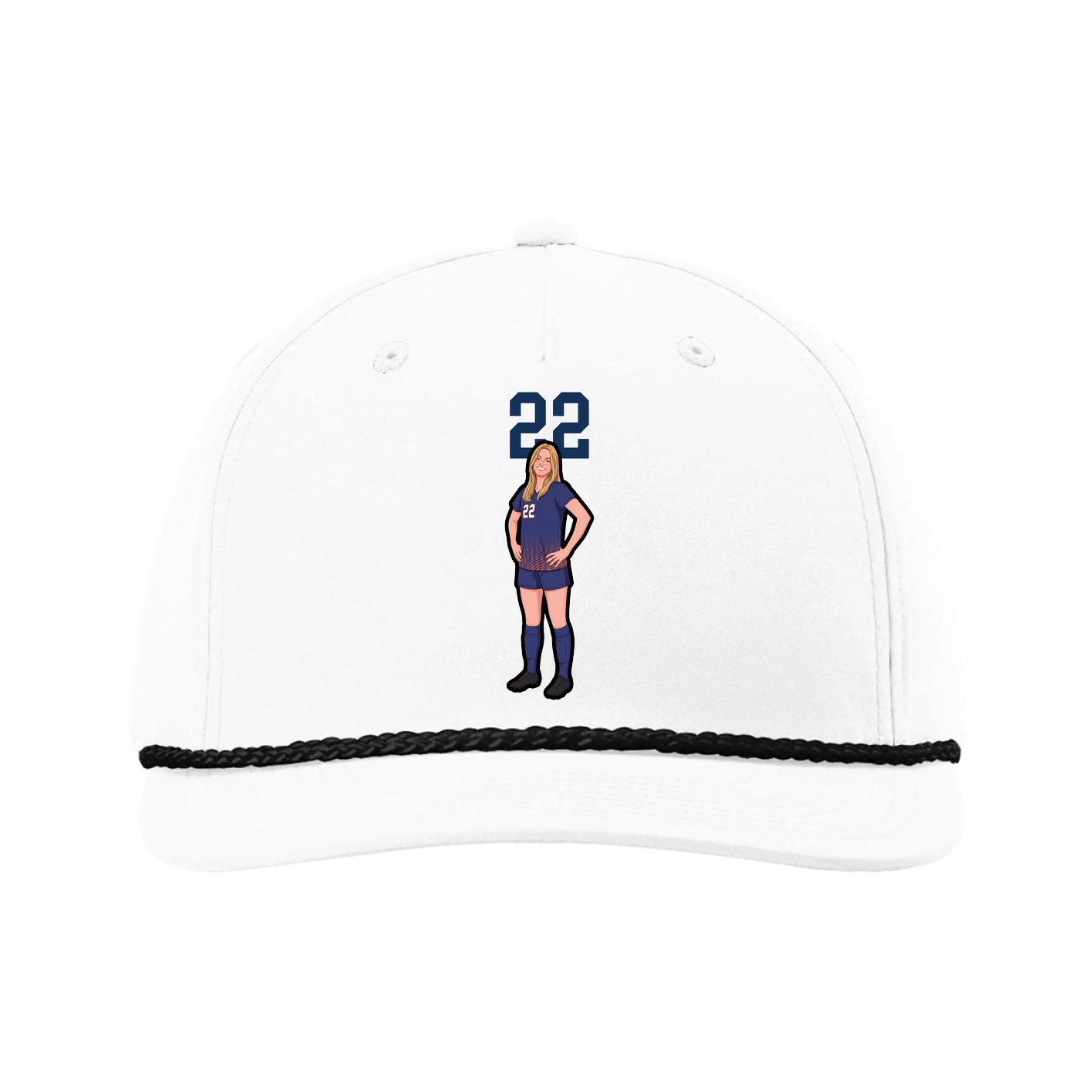 Five-Panel Classic Rope Cap — Number Top in White