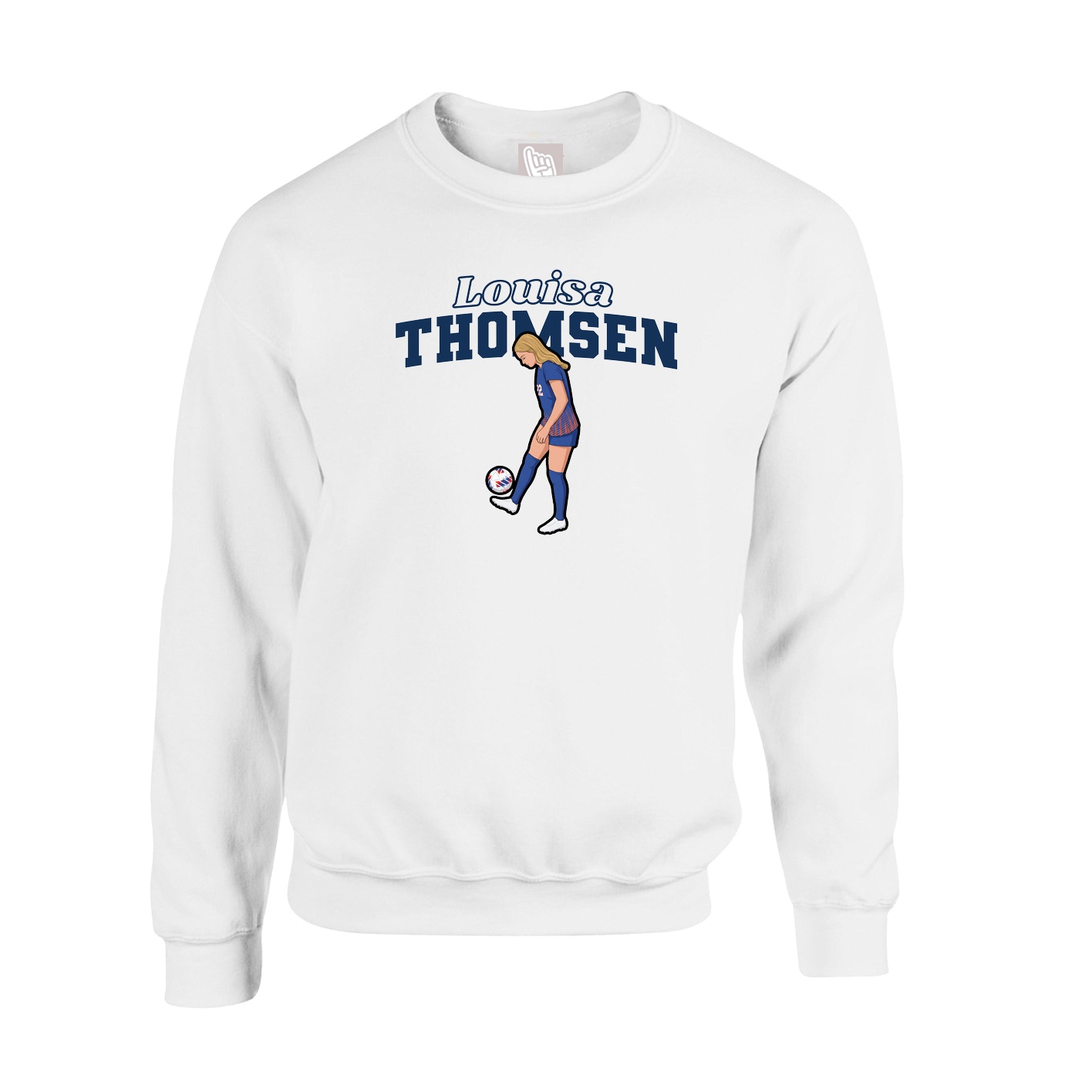 Fleece Crew — Name Arch in White