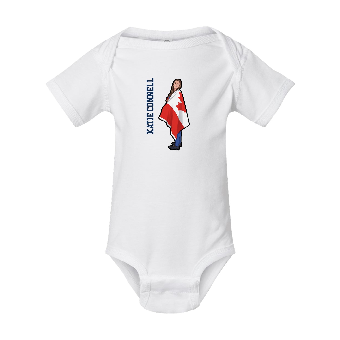 Baby Onesie — Name Vertical in White