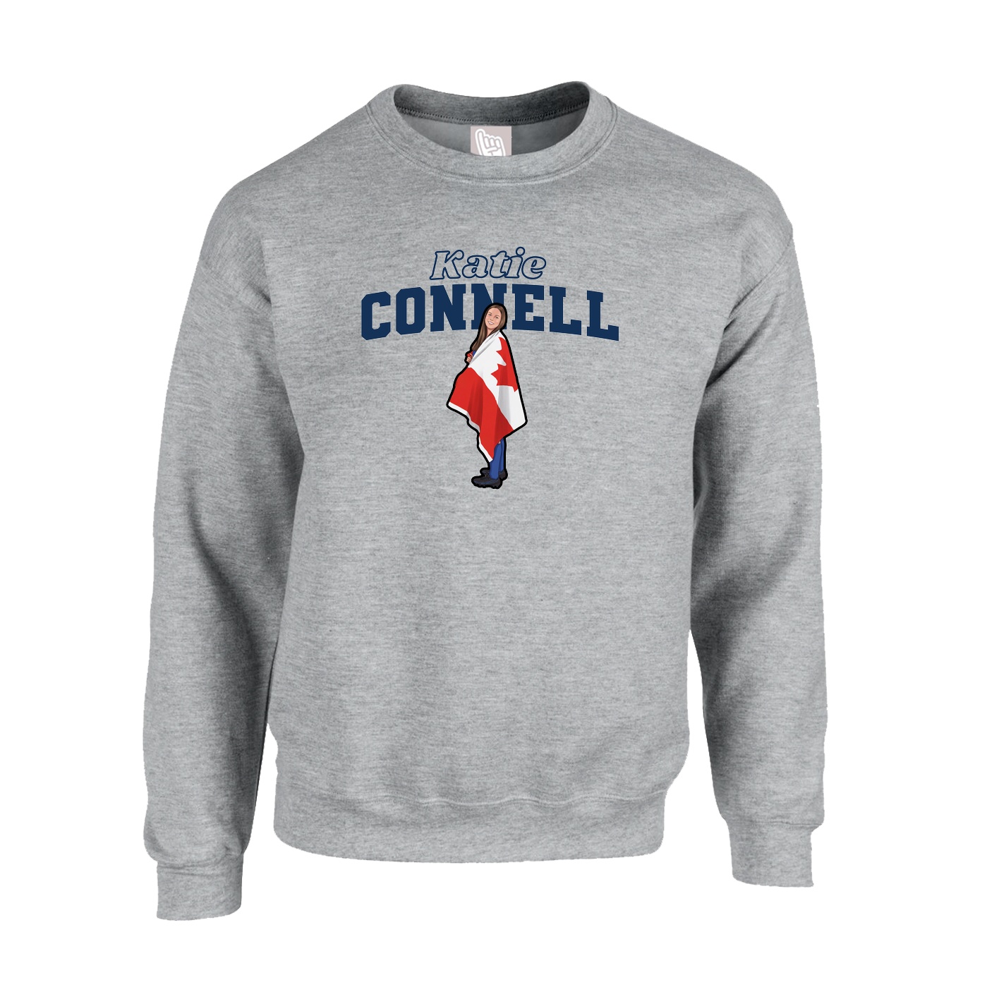 Fleece Crew — Name Arch in Grey